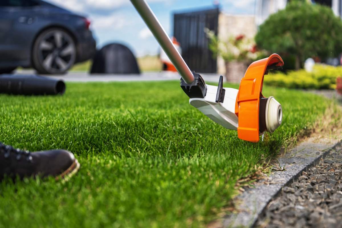 Power cleaning and edge trimming an asphalt driveway before sealcoating in Knoxville TN