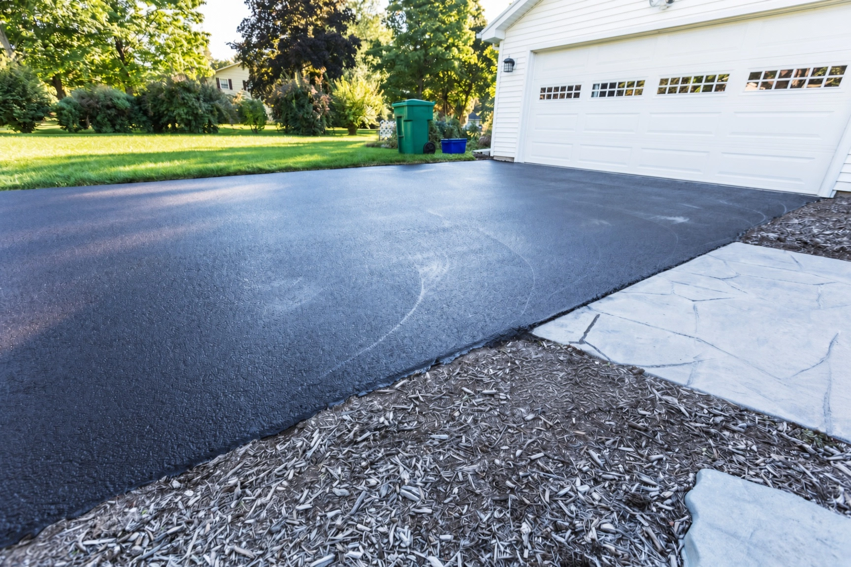 Knoxville TN asphalt paving company finishing a residential driveway